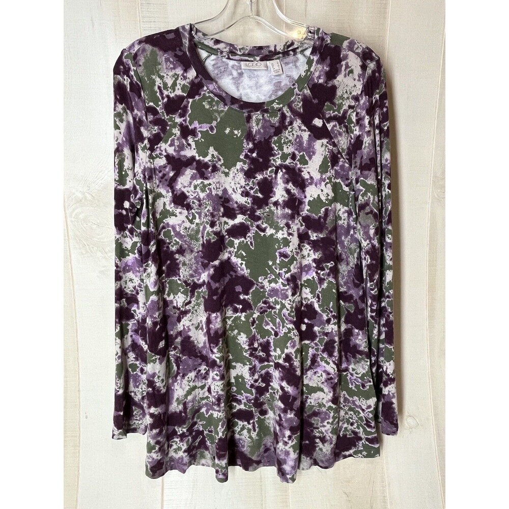 LOGO Lori Goldstein Tunic Shirt Size Small Tie-Dye Stretch Casual Comfort Womens